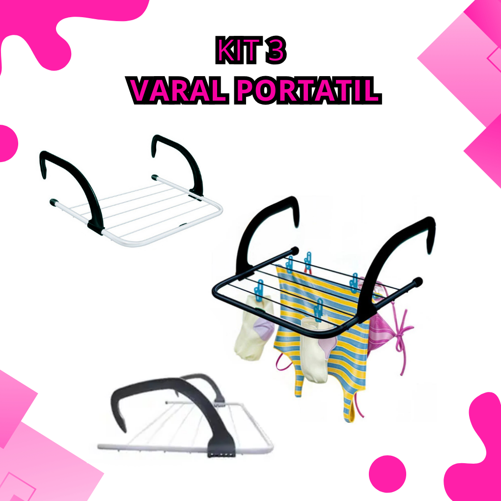 Imagem KIT 1/2/3 Varal Portátil Para Apartamento Secador De Roupas Prático e Retrátil Para Janela e Parede