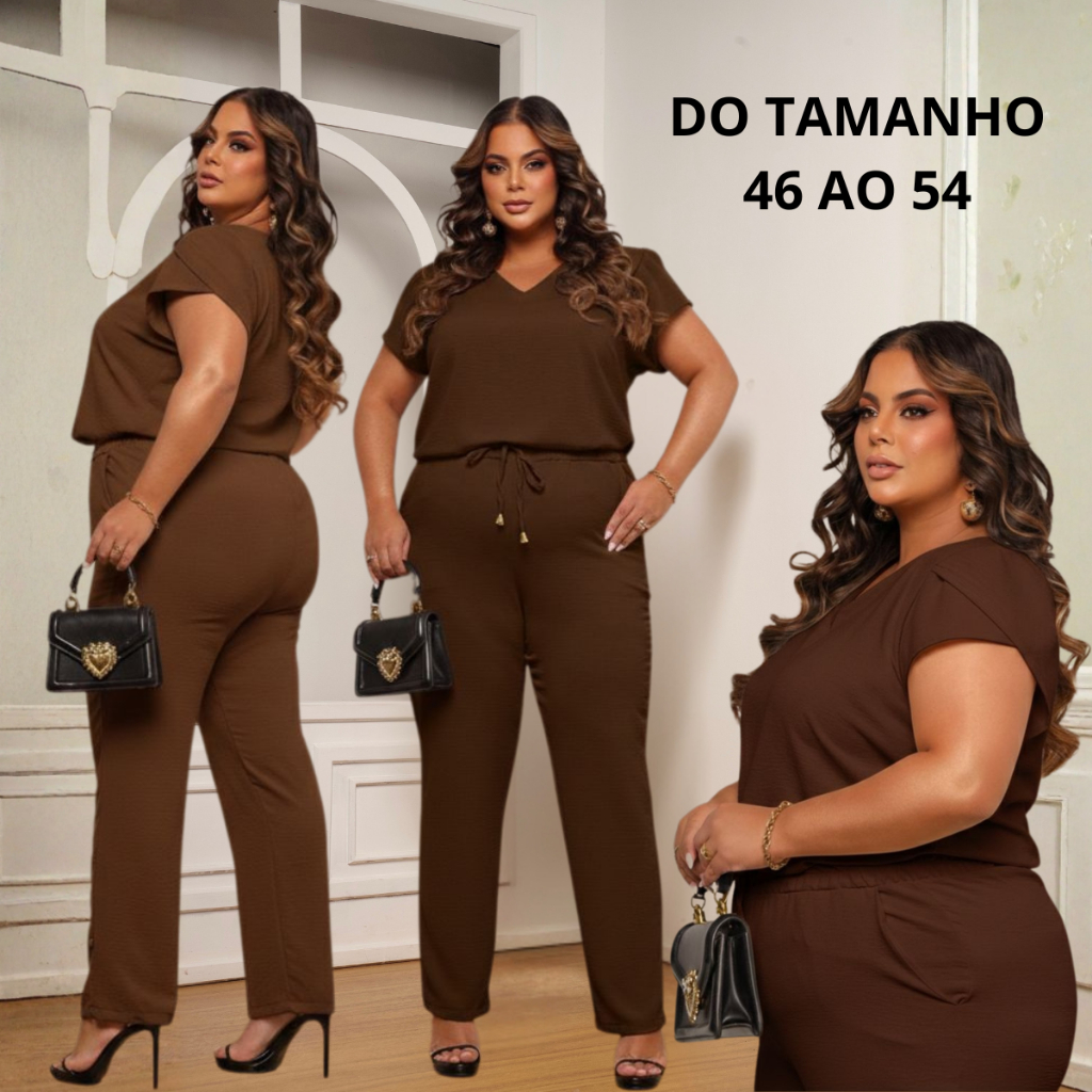 CONJUNTO ELEGANTE PLUS SIZE CALÇA E BLUSA PREMIUM em Oferta na Shopee