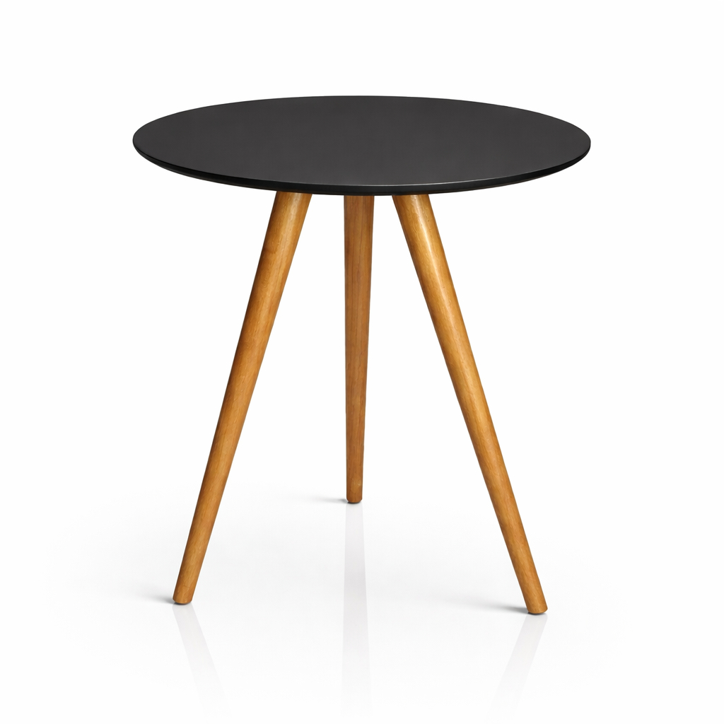 Mesa de Apoio MDF Redonda Mesinha Lateral Tampo Branco Pé Palito Decorativo Utilidade Sala de Estar Quarto Apartamento