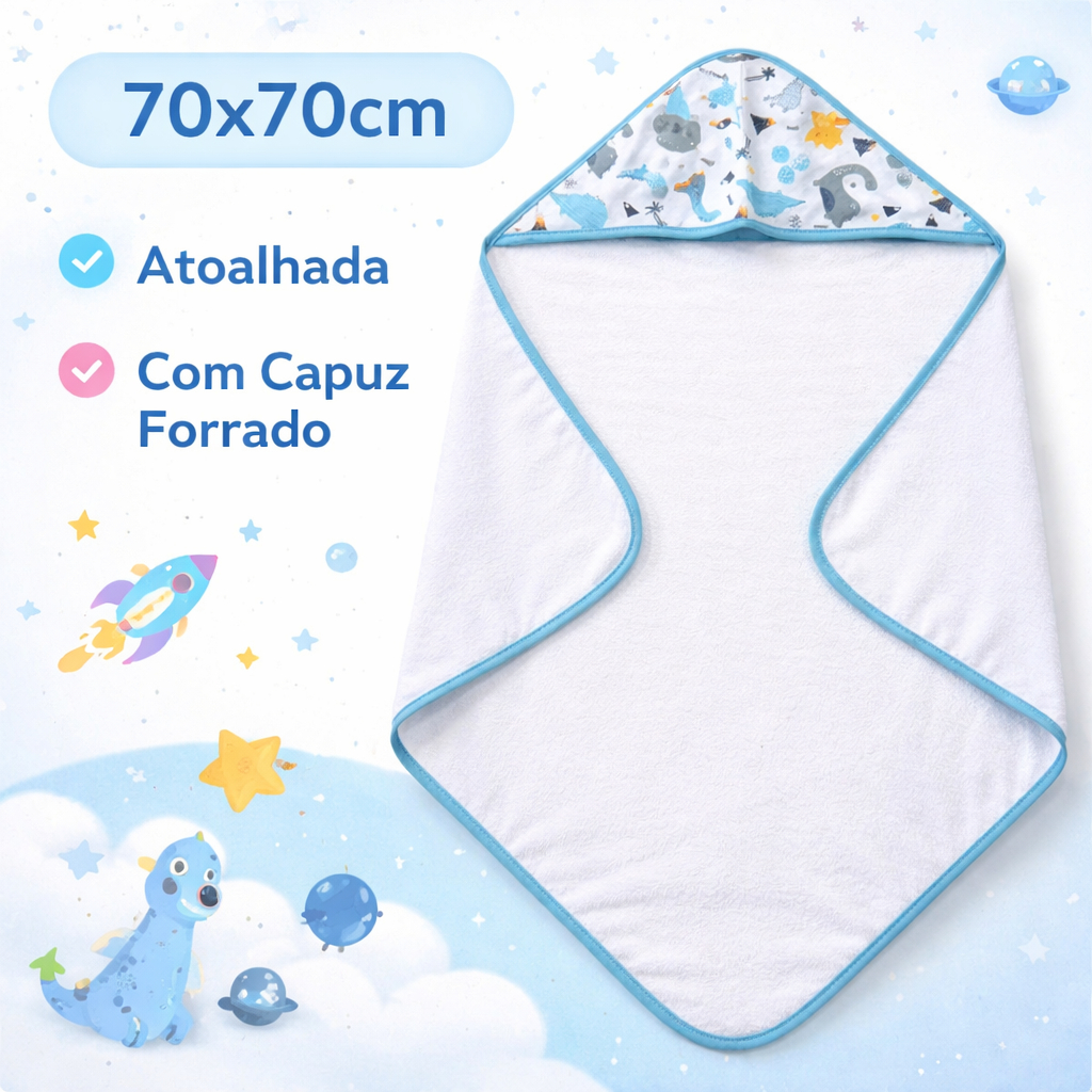 Toalha de Banho Bebê com Capuz 70x70 Atoalhado Premium Alta Absorção Super Macia Enxoval em Oferta na Shopee