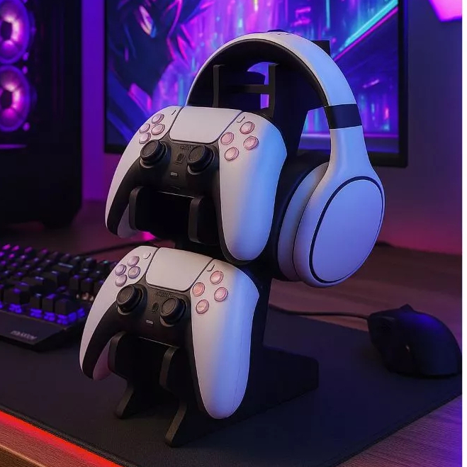 Suporte Controle e fone Headset Gamer Universal - Xbox/ PlayStation/ Compatível com todas as Marcas