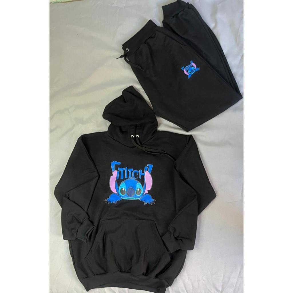 Conjunto Moletom Blusa + Calça Estampa Stitch Desenho - Adulto E Infantil - Linha Inverno Confortável E Estiloso
