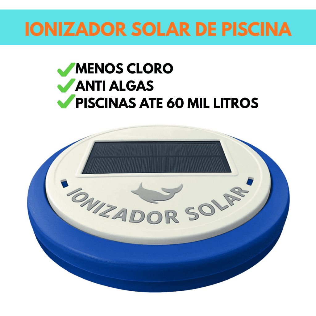 Ionizador Solar Para Piscinas 30.000 Litros A 60.000 Litros Anti Algas Pratico Compacto Reduz Cloro