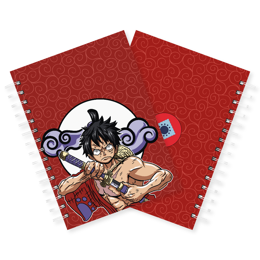 Caderno Luffy A5 Anime One Piece Capa Dura Wire-o Miolo Pautado 95 folhas 75g