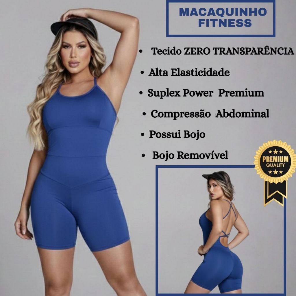 Macaquinho Fitness Feminino Sem Transparencia Academia Suplex Curto Costas Trançadas Roupa Fitness