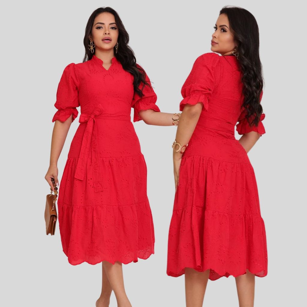 Vestido para Casamentos, Festas, Eventos Religiosos, Formaturas - Bela Forrado em Lese Algodão