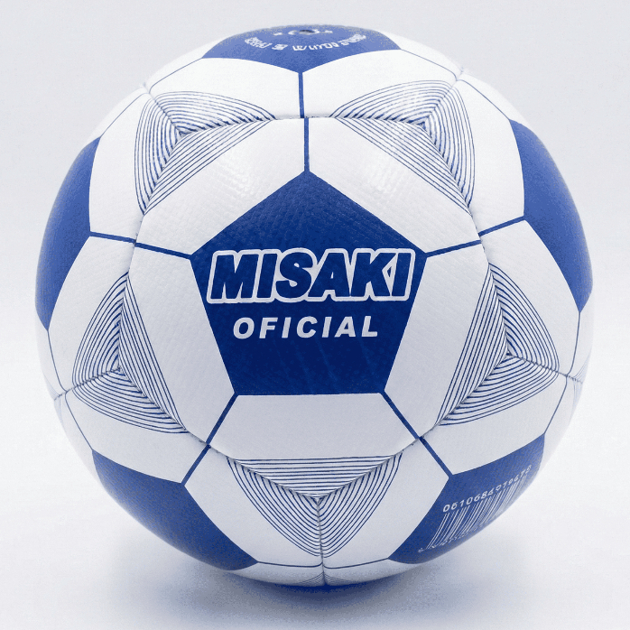 Bola de futebol CAMPO e SOCIETY Misaki costurada ultra resistente BRANCA E AZUL