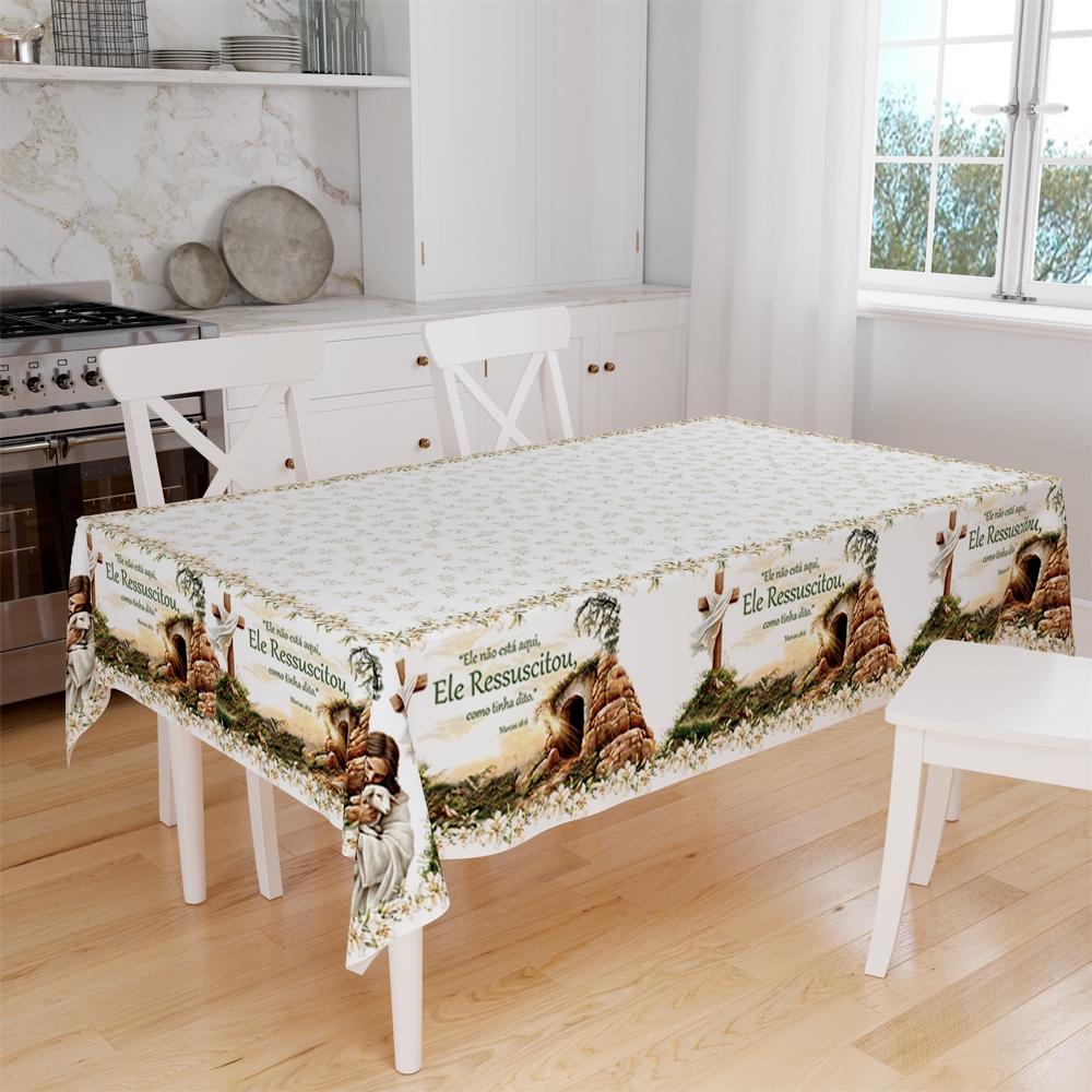 Toalha de Mesa Retangular 140x210cm 6 Lugares Páscoa Decorativa Mesa Posta em Oferta na Shopee