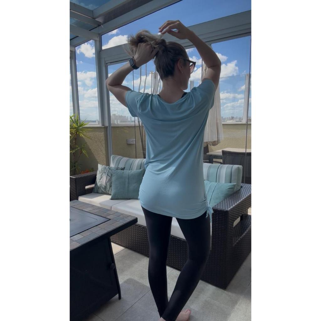 Blusa Camisão Esportivo Azul Bebe Tapa Bumbum Polliá Dry Fit