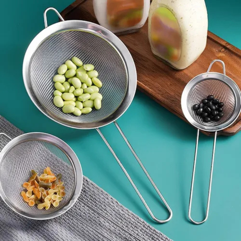 Peneira Coador 100% Aço Inox  22cm 20cm 18cm 16cm 14cm 12cm 10cm Super Resistente para Cozinha Casa Restaurante