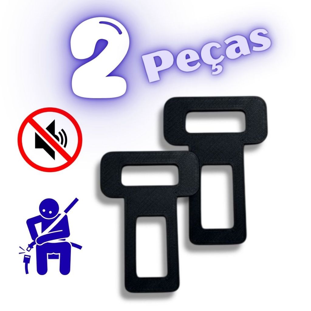 Kit 2 Clip Cinto Segurança Universal Anti Alarme Sonoro - Silenciador Automotivo