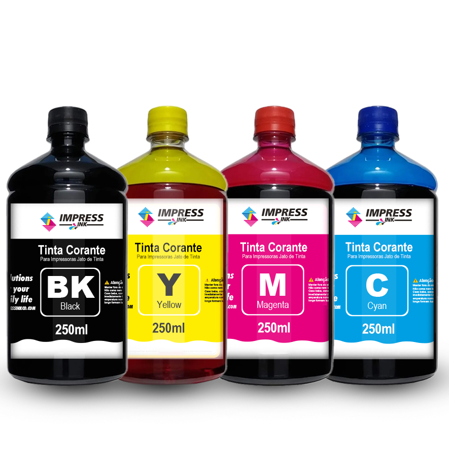 Kit 4 Tinta Compatível Canon 1 Litro para Multifuncional MegaTank G2160 1L Qualidade