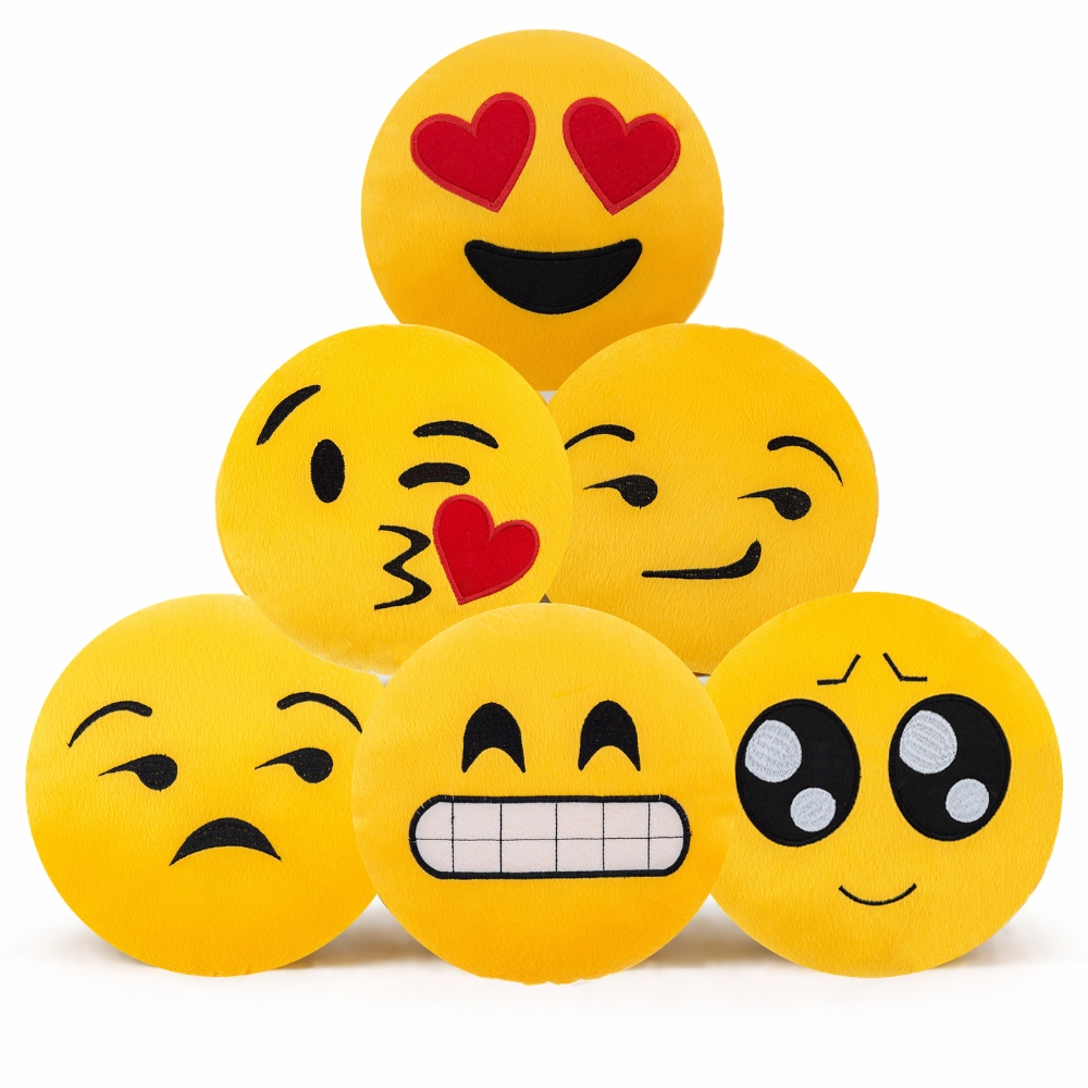 Almofada Emoji De Pelúcia Bordado Com Zíper 28X28 CM em Oferta na Shopee