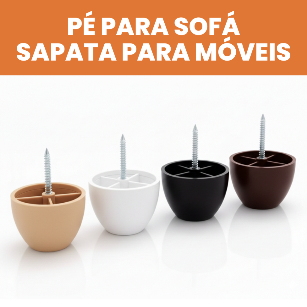 Kit Sapata Redonda Universal Para Móveis Rack Sofá Cama Acompanha Parafusos Várias Cores Pé Pezinho