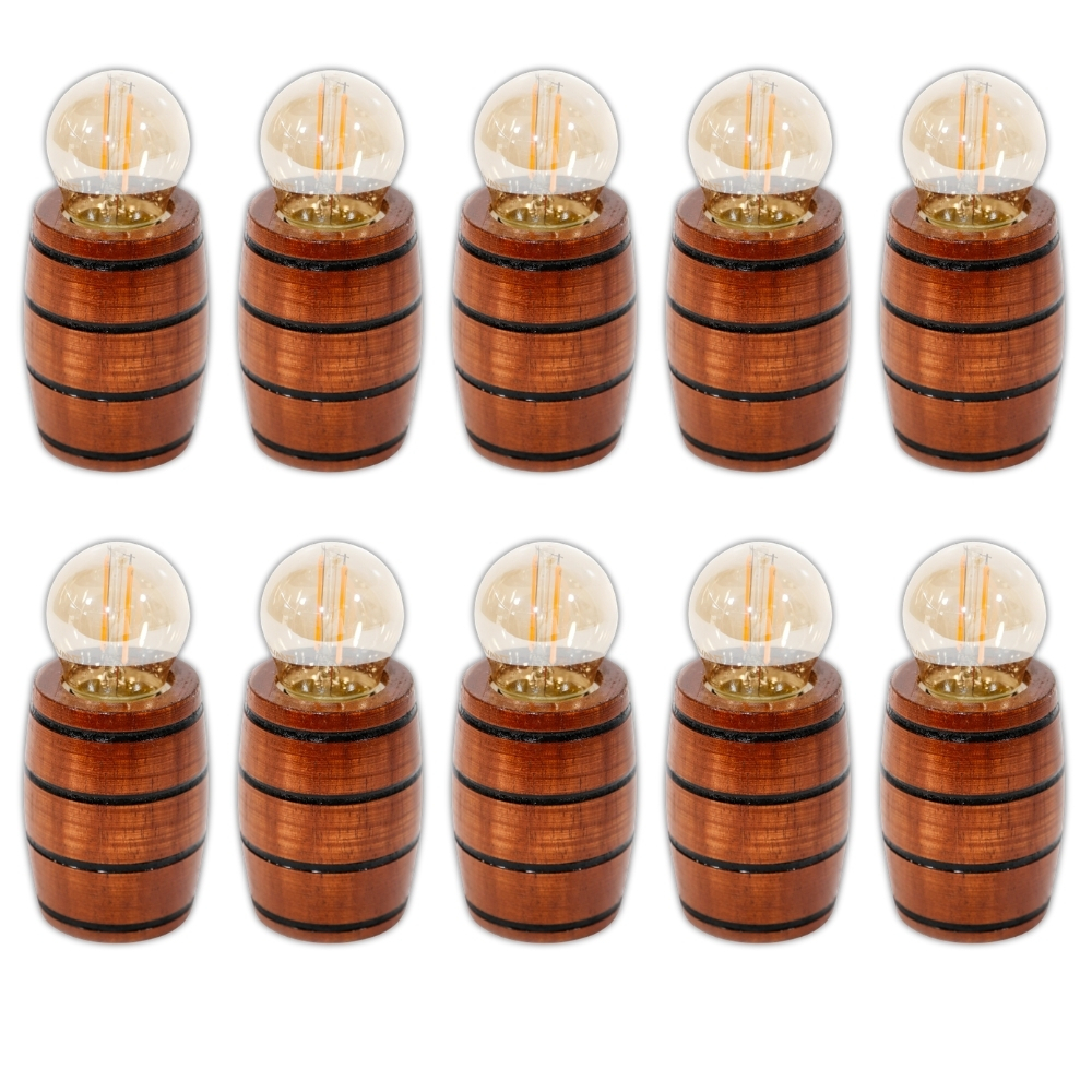 Kit 10 Soquetes Bocais para Lustres Roda de Carroça Decorações Colonial Madeira Maciça - Mogno