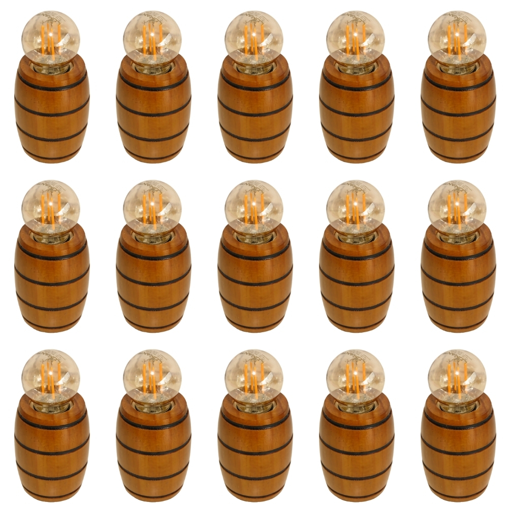 Kit 15 Soquetes Bocais para Lustres Roda de Carroça Decorações Colonial Madeira Maciça - Cerejeira