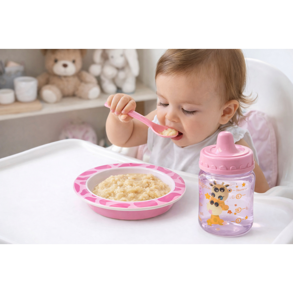 KIT ALIMENTAÇÃO REFEIÇÃO INFANTIL PRATO COLHER E COPO TREINAMENTO COPO COM BICO BEBE PETITA