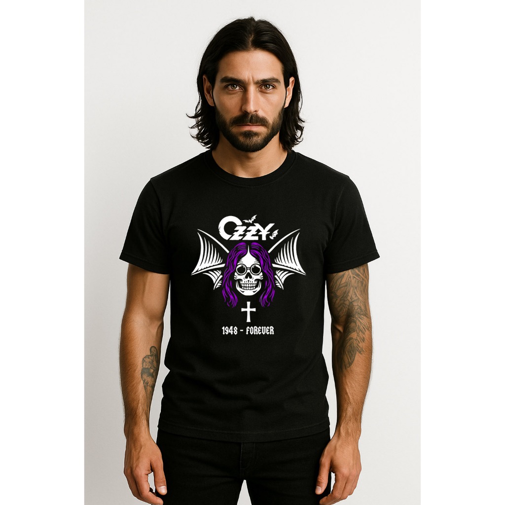 camiseta masculina Principe Trevas Rock Ozzy Osbourne Morcego