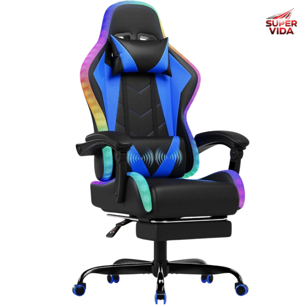 Cadeira Gamer Ergonômica 7 Modos de Massagem - Reclinação e Altura Ajustável para Escritório, Casa e Universitário