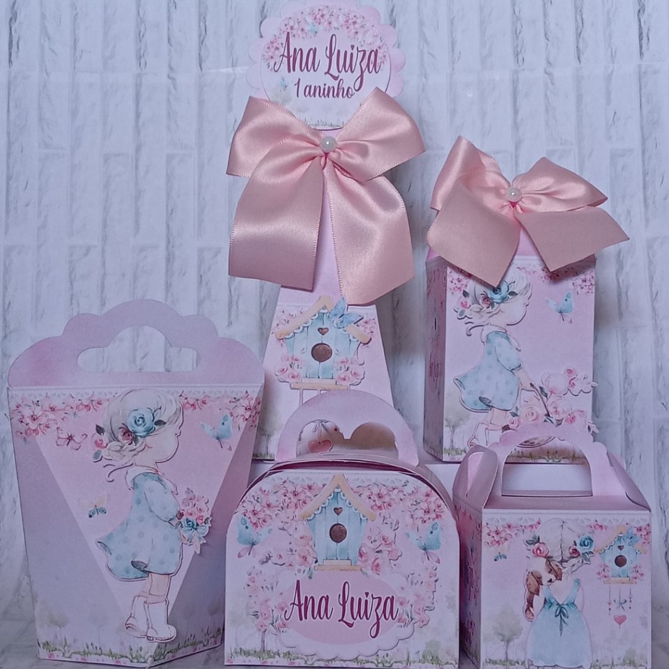 Kit Festa Infantil Personalizado Caixinhas Lembrancinhas Aniversário JARDIM ENCANTADO AQUARELA