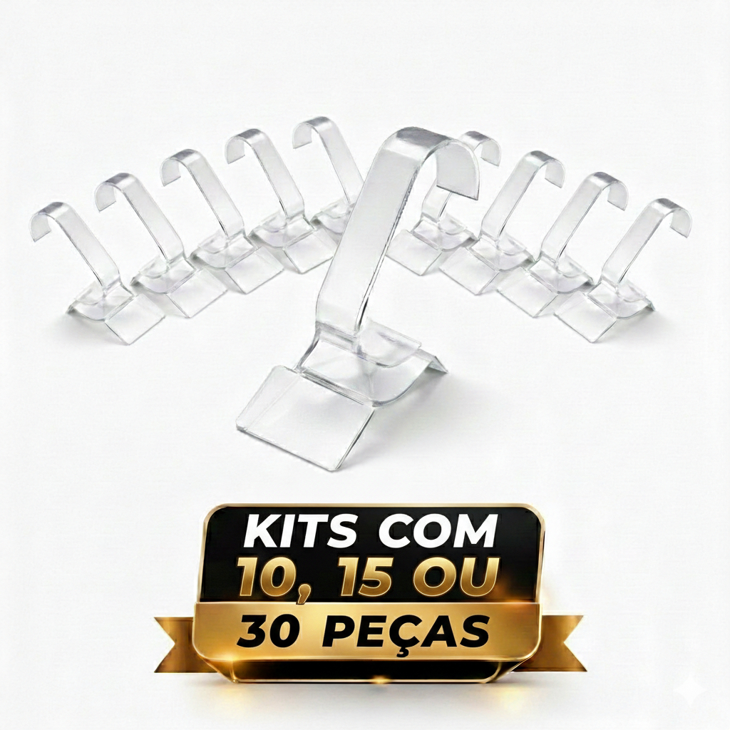 Kits de 10 a 30 Suportes Expositor De Relógio Acrílico Cristal Premium Organizador Vitrine Foto