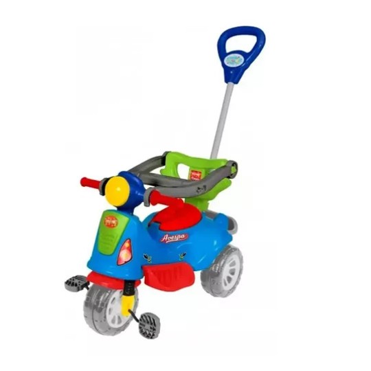 Andador Carrinho Motoca C/ Guia Passeio e Pedal Avespa Colorido Infantil Empurrador Maral