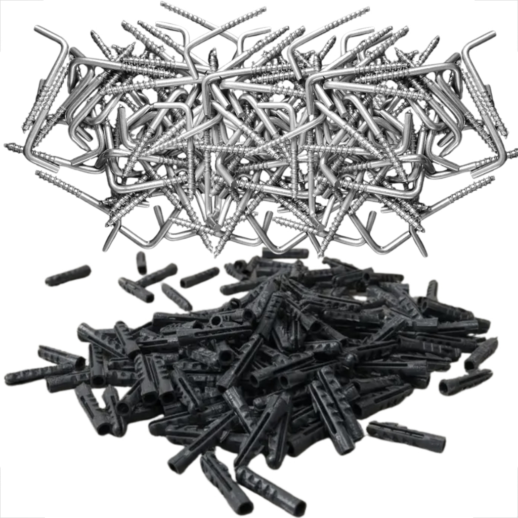 Kit Escapula e Bucha com Anel 6mm Kit 50 Parafuso L Kit Escapula Zincado com  50 Buchas Fixação