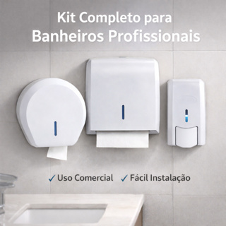 Kit Dispenser Banheiro Comercial Rolão + Interfolha +Saboneteira ideal para restaurantes/consultório em Oferta na Shopee