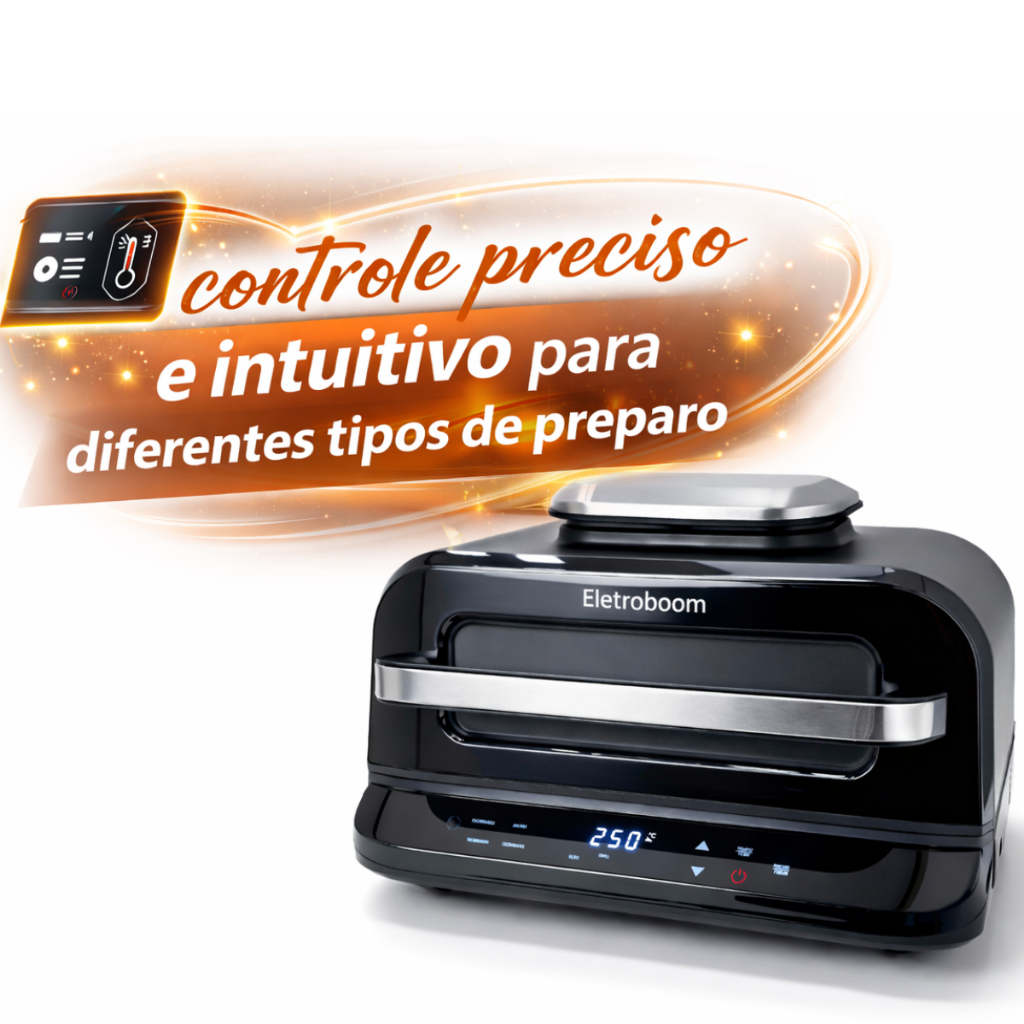 Fritadeira Elétrica e Air Fryer Digital Eletroobom Multifuncional com Painel Touch Resistente