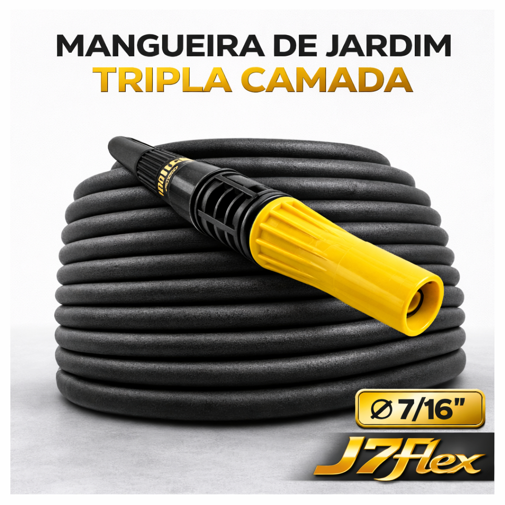 Mangueira de jardim Reforçada trançada 3 camadas preta