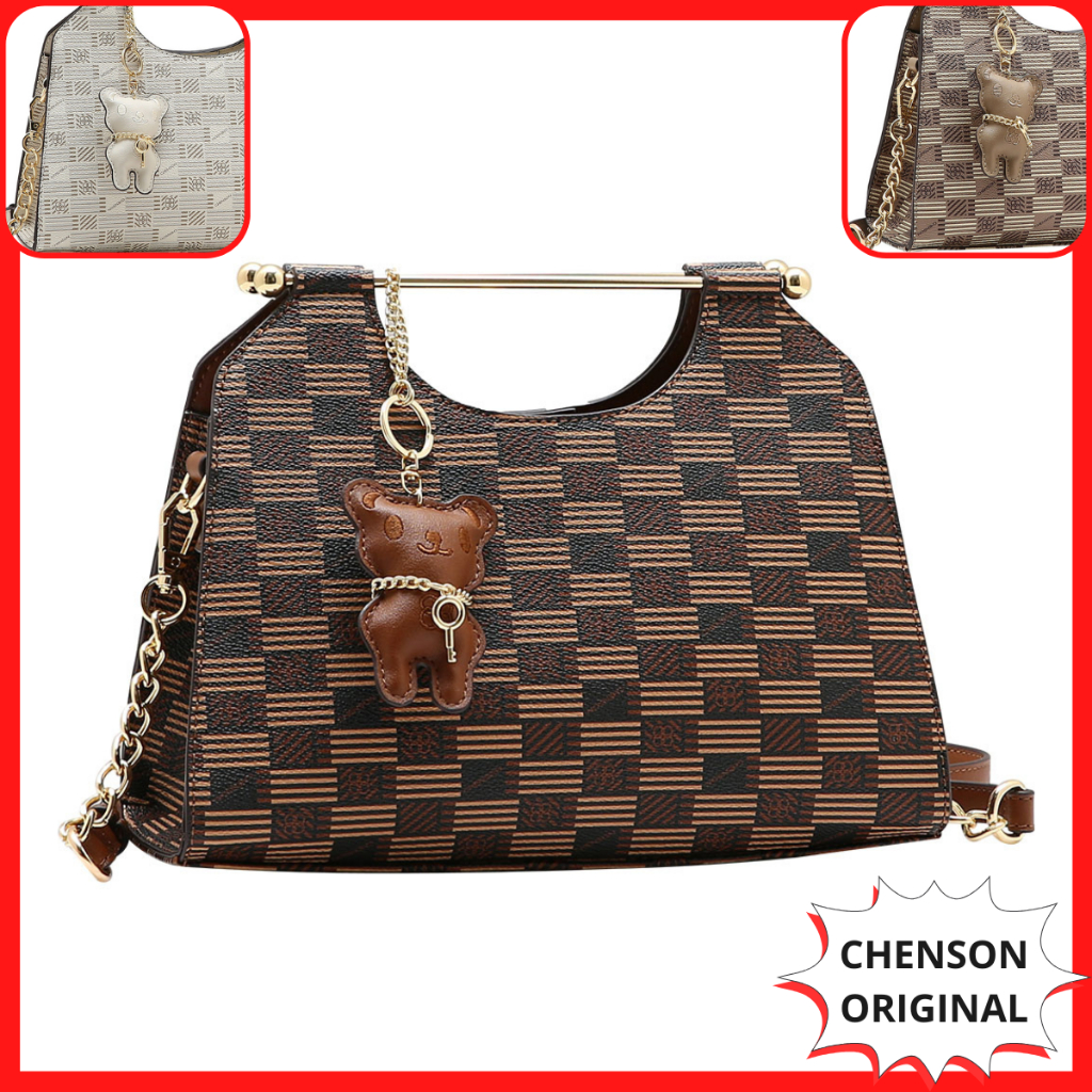Bolsa Média Espaçosa Festa Trabalhar Estampa Monograma Tradicional Chenson Original Loris 3485514