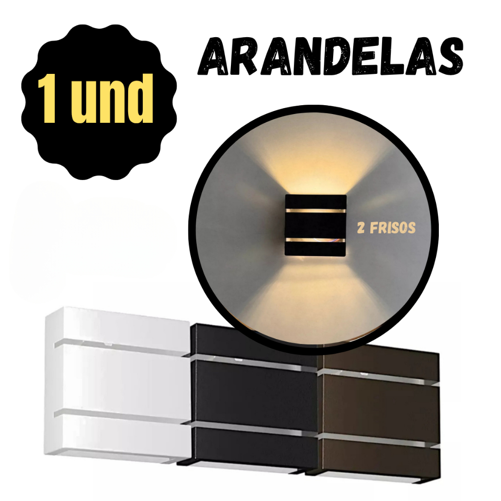 Arandela Luminária Quadrada 2 Frisos 2 Fachos Para Casa Parede Muro Jardim Chácara Sitio Condomínio