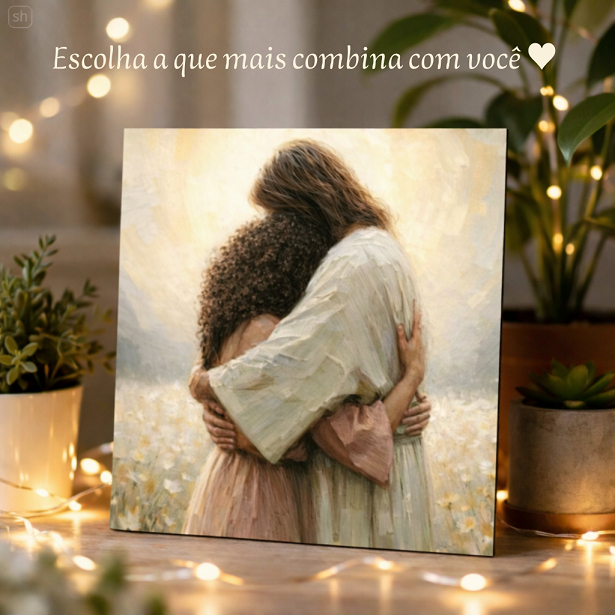 Imagem Quadro Decorativo Jesus Abraçando Decoração Religiosa Cristã Representatividade Presente Espiritual