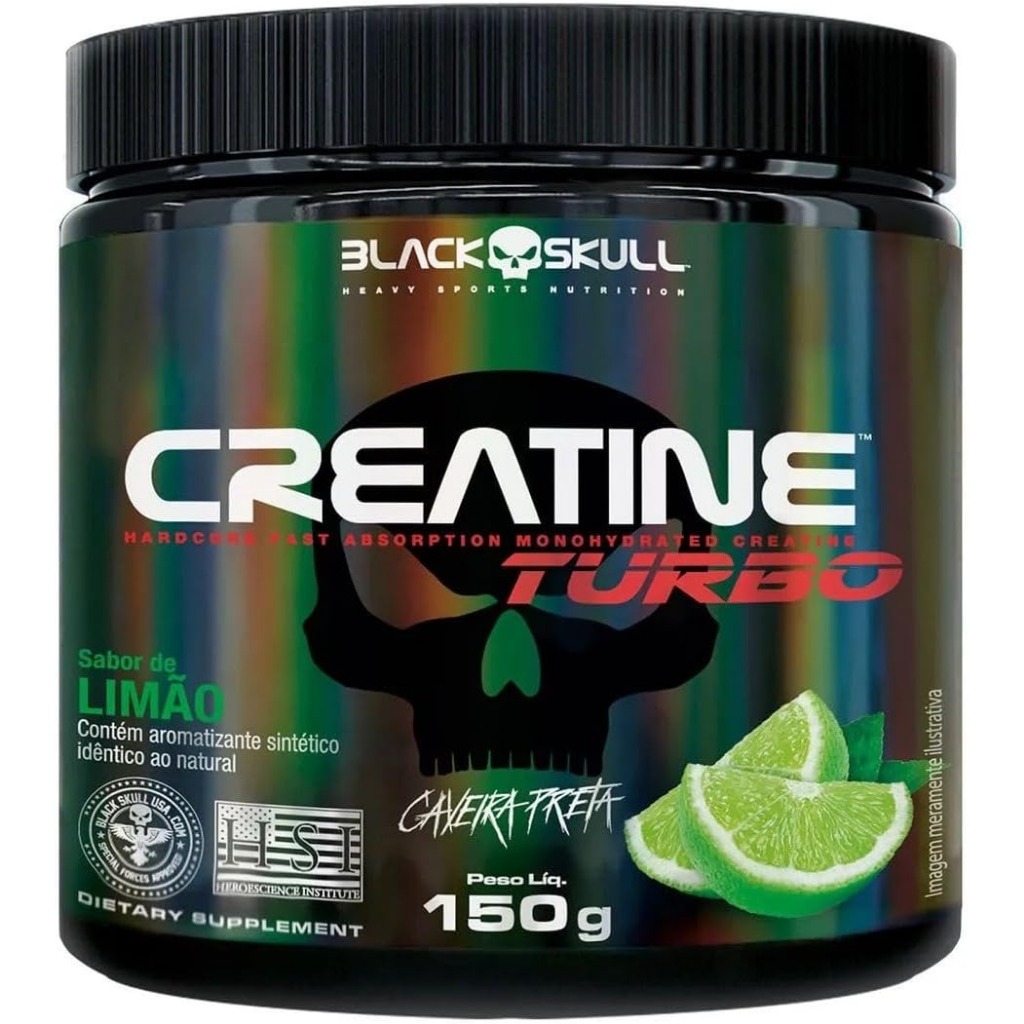 Creatine Turbo BlackSkull - Creatina Monohidratada em pó, com carboidrato para melhor absorção e performance