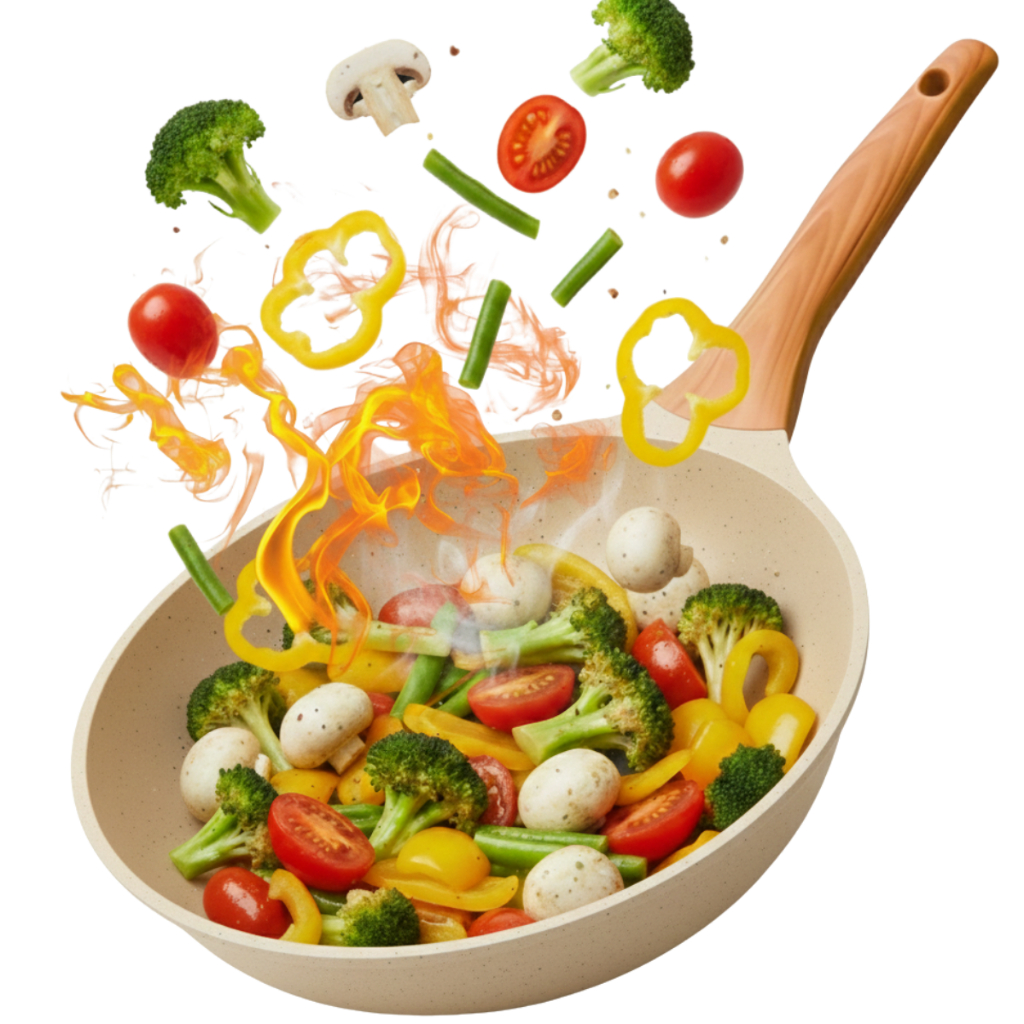 Imagem Frigideira Cerâmica Antiaderente 20cm Grande A Gás Indução Cooktop Elétrico Frita Sem Óleo Não Gruda