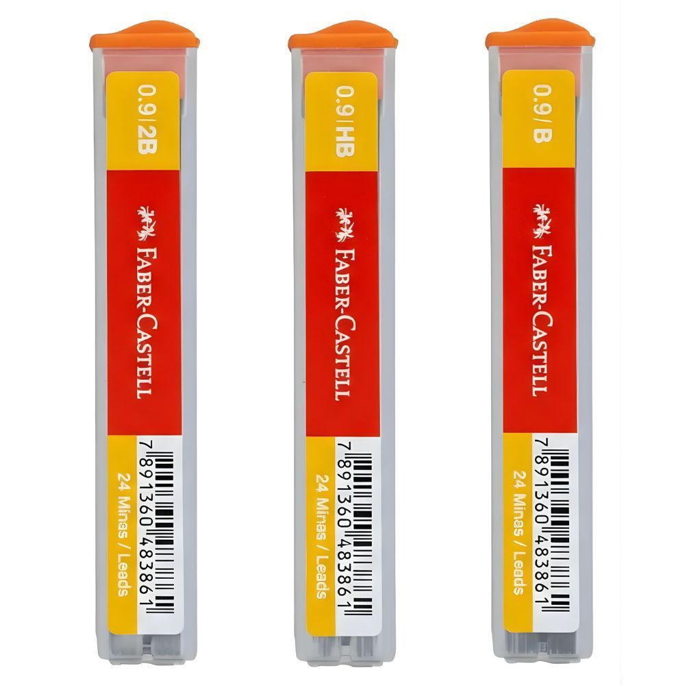 Grafite Técnico Polymer 0.9mm HB, B ou 2B Faber Castell Tubo c/ 24Minas Graduação (Á Escolher) em Oferta na Shopee