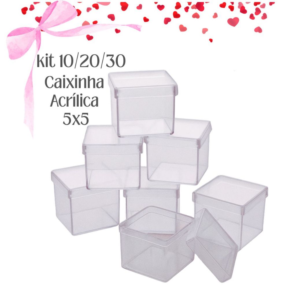 Kit 10/20/30 Caixinha Acrílica 5x5 Transparente Lembrancinha Festa Decoração Aniversário Evento