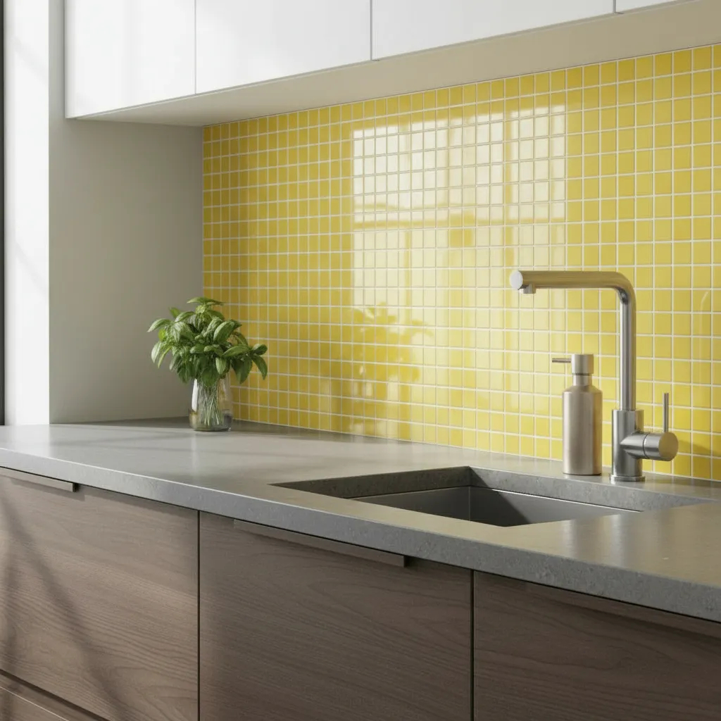 Pastilha Resinada De Vidro Oriental 2x2cm Amarelo 32,5x32,5cm