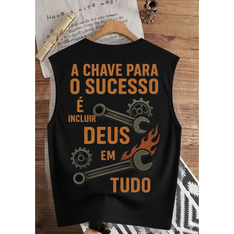 camiseta estampada a chave do sucesso é Deus tecido prêmio algodão camiseta para dia a dia verão cores vibrantes