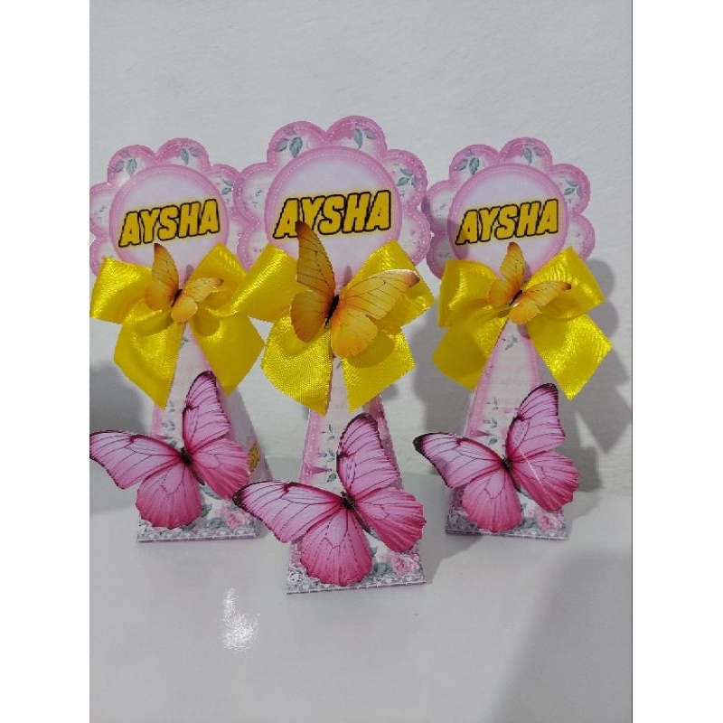 CAIXA PIRÂMIDE BORBOLETAS/LEMBRANCINHAS PERSONALIZADAS/BORBOLETA/ANIVERSÁRIO/FESTA