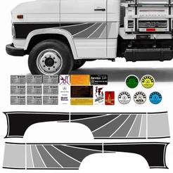 Kit Adesivo Faixa Lateral Porta Caminhão Mb 608 Cinza