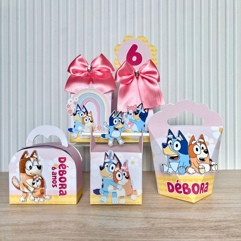 Kit de festa Personalizado Bluey Menina | Lembrancinha festa Bluey Menina| Aniversário Bluey Menina