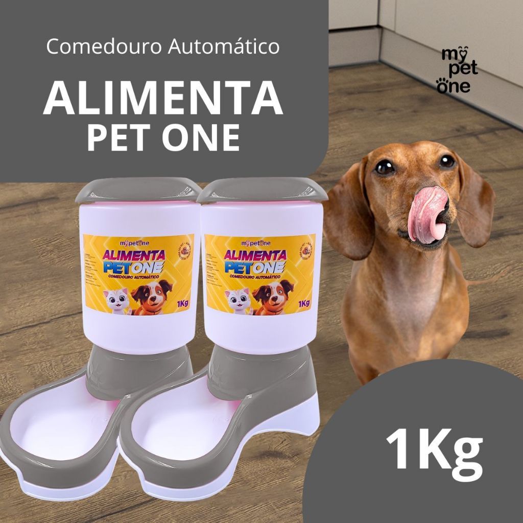 Kit 2 Comedouro Automático Alimenta Pet One - Nude em Oferta na Shopee