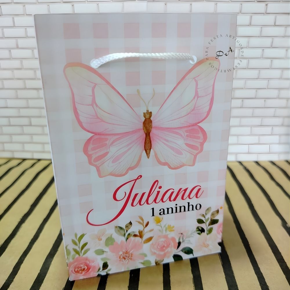 SACOLINHA JARDIM DAS BORBOLETAS ROSA PRONTA ENTREGA PEGUE E MONTE TAMANHO 10x15 FESTA INFANTIL LEMBRANCINHA PERSONALIZAD