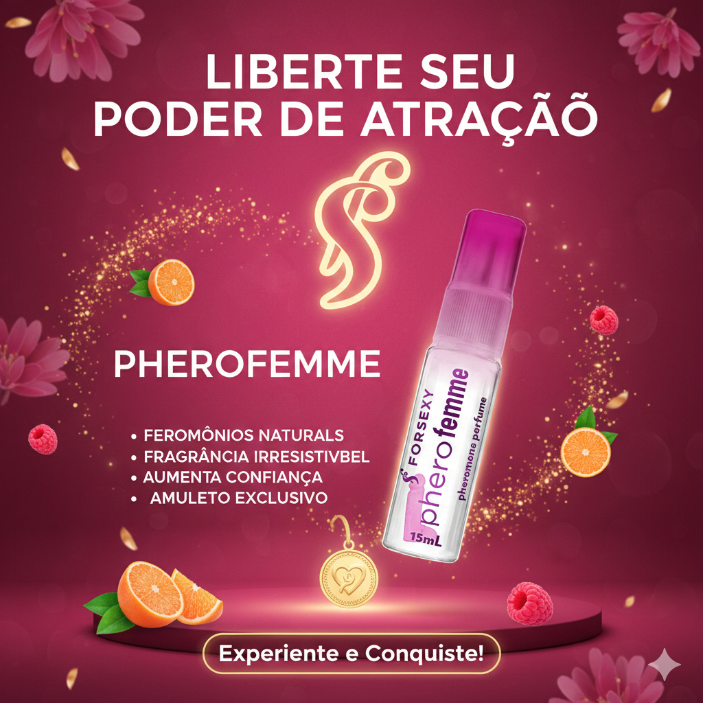 Perfume Pherofemme  com Feromônios 15ml | Atração e Sedução Elegante para Beleza e Bem-Estar