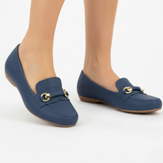 Mocassim Modare Ultra Conforto Feminino Salto Baixo Detalhe Dourado Trabalho Dia a Dia em Oferta na Shopee