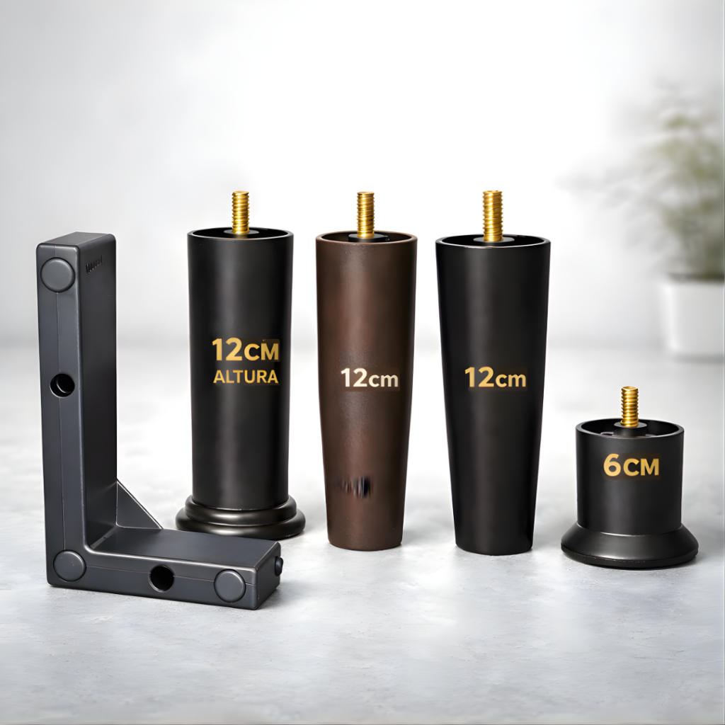 Pe Reforçados para Cama Box e Sofá | 6 cm ou 12 cm | Kit 1 a 12 | Super Resistente | Preto e Marrom