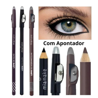 Lápis Olho e Sobrancelha MiaMake Preto Marrom Universal com Apontador Delineador l Longa Duração em Oferta na Shopee
