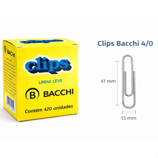 Caixa de Clips Bachi Linha Leve 420 Unidades Tamanho 4/0 em Oferta na Shopee