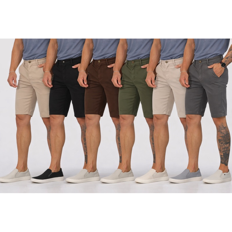 Bermuda Masculina de Sarja com Elastano Bolso Traseiro Embutido Bermuda Esporte Fno Masculina